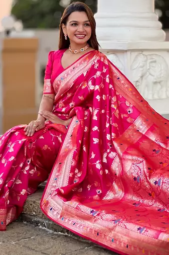 soft litchi art silk banarasi art silk jacquard saree (banarasi-4-rani)