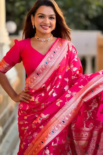 soft litchi art silk banarasi art silk jacquard saree (banarasi-4-rani)