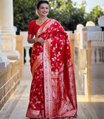 soft litchi art silk banarasi art silk jacquard saree (banarasi-4-red)