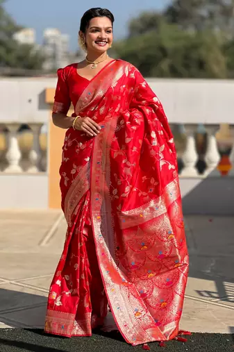 soft litchi art silk banarasi art silk jacquard saree (banarasi-4-red)