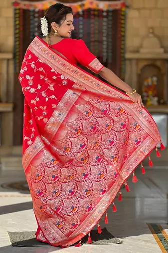 soft litchi art silk banarasi art silk jacquard saree (banarasi-4-red)