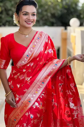 soft litchi art silk banarasi art silk jacquard saree (banarasi-4-red)