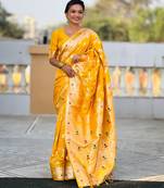 soft litchi art silk banarasi art silk jacquard saree (banarasi-4-yellow)