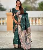 soft litchi art silk banarasi art silk jacquard saree (banarasi-5-b-green)