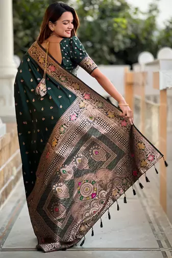 soft litchi art silk banarasi art silk jacquard saree (banarasi-5-b-green)