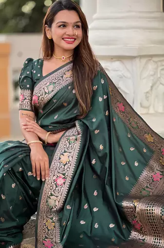 soft litchi art silk banarasi art silk jacquard saree (banarasi-5-b-green)