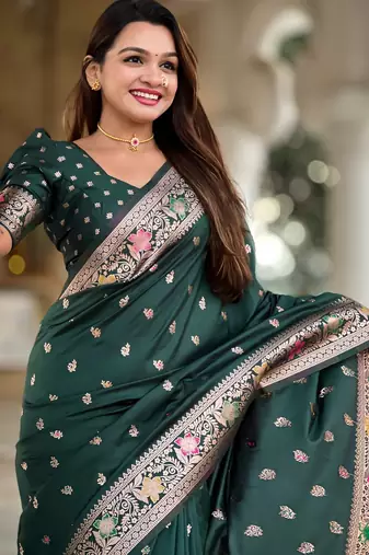 soft litchi art silk banarasi art silk jacquard saree (banarasi-5-b-green)