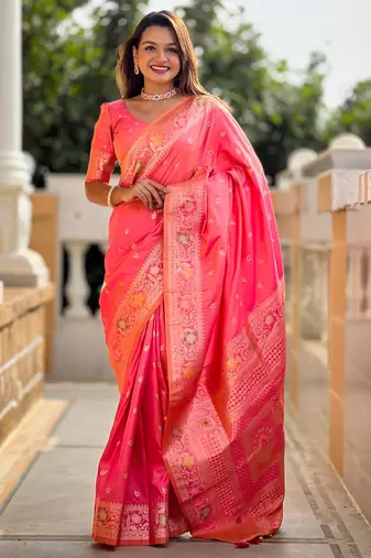 soft litchi art silk banarasi art silk jacquard saree (banarasi-5-gajri-pink)