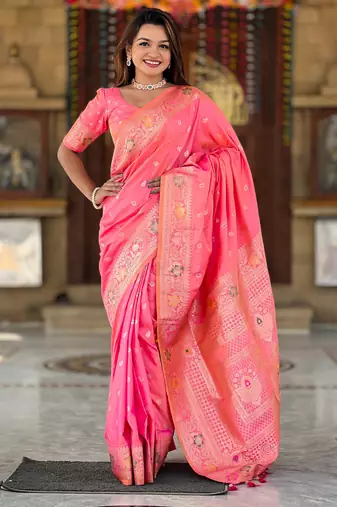 soft litchi art silk banarasi art silk jacquard saree (banarasi-5-gajri-pink)