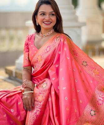 soft litchi art silk banarasi art silk jacquard saree (banarasi-5-gajri-pink) 4
