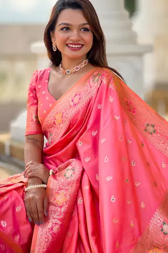 soft litchi art silk banarasi art silk jacquard saree (banarasi-5-gajri-pink)