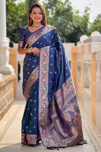 soft litchi art silk banarasi art silk jacquard saree (banarasi-5-morpich)