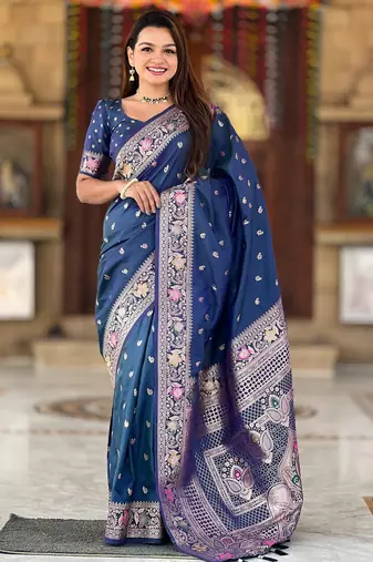 soft litchi art silk banarasi art silk jacquard saree (banarasi-5-morpich)