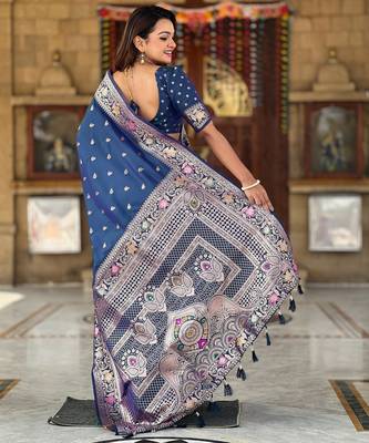 soft litchi art silk banarasi art silk jacquard saree (banarasi-5-morpich) 3