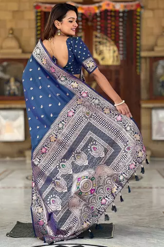 soft litchi art silk banarasi art silk jacquard saree (banarasi-5-morpich)