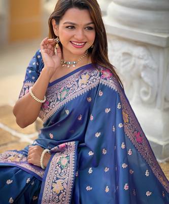 soft litchi art silk banarasi art silk jacquard saree (banarasi-5-morpich) 4