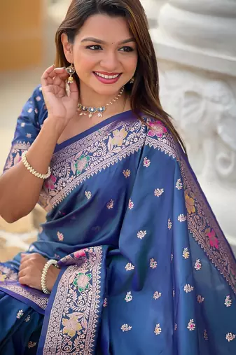 soft litchi art silk banarasi art silk jacquard saree (banarasi-5-morpich)