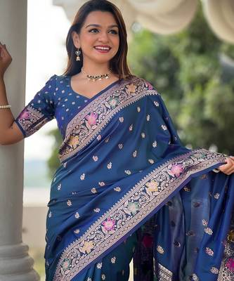 soft litchi art silk banarasi art silk jacquard saree (banarasi-5-morpich) 5