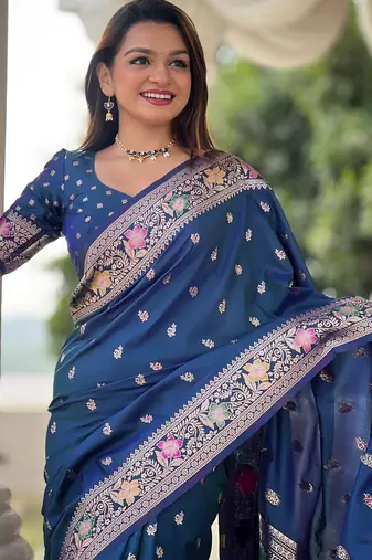 soft litchi art silk banarasi art silk jacquard saree (banarasi-5-morpich)