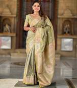 soft litchi art silk banarasi art silk jacquard saree (banarasi-5-pista)