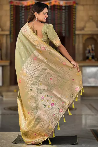 soft litchi art silk banarasi art silk jacquard saree (banarasi-5-pista)