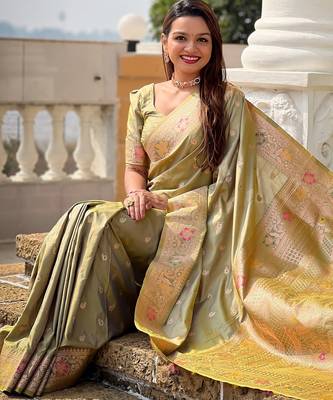 soft litchi art silk banarasi art silk jacquard saree (banarasi-5-pista) 4