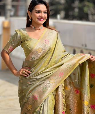 soft litchi art silk banarasi art silk jacquard saree (banarasi-5-pista) 5