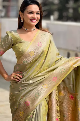 soft litchi art silk banarasi art silk jacquard saree (banarasi-5-pista)