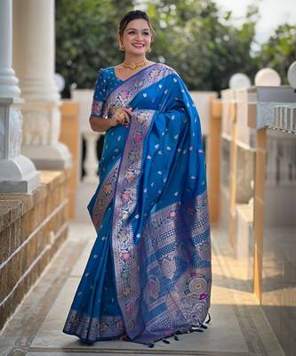 soft litchi art silk banarasi art silk jacquard saree (banarasi-5-sky-blue) 1