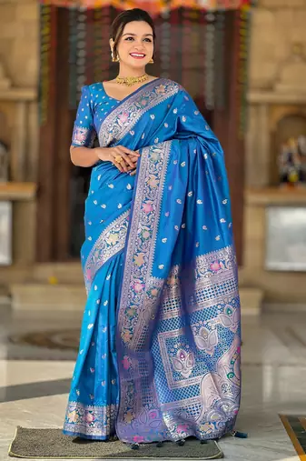 soft litchi art silk banarasi art silk jacquard saree (banarasi-5-sky-blue)