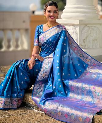 soft litchi art silk banarasi art silk jacquard saree (banarasi-5-sky-blue) 4
