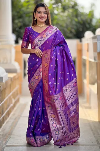 soft litchi art silk banarasi art silk jacquard saree (banarasi-5-violet)