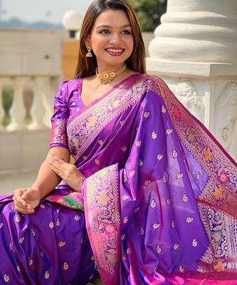 soft litchi art silk banarasi art silk jacquard saree (banarasi-5-violet) 4