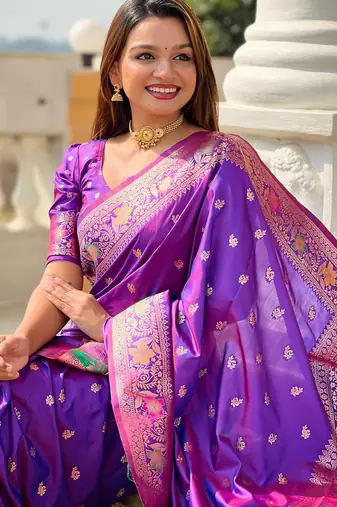 soft litchi art silk banarasi art silk jacquard saree (banarasi-5-violet)