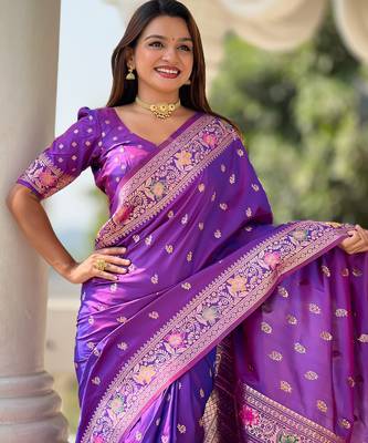 soft litchi art silk banarasi art silk jacquard saree (banarasi-5-violet) 5