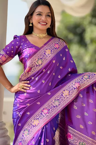 soft litchi art silk banarasi art silk jacquard saree (banarasi-5-violet)