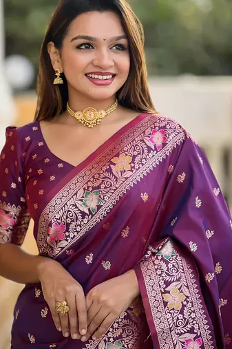 soft litchi art silk banarasi art silk jacquard saree (banarasi-5-wine)