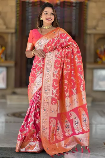 soft litchi art silk banarasi art silk jacquard saree (banarasi-6-gajri-pink)
