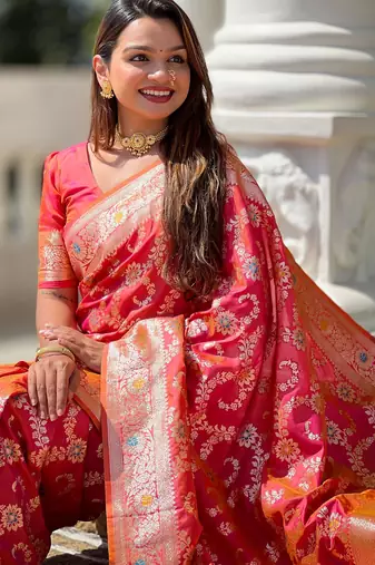 soft litchi art silk banarasi art silk jacquard saree (banarasi-6-gajri-pink)