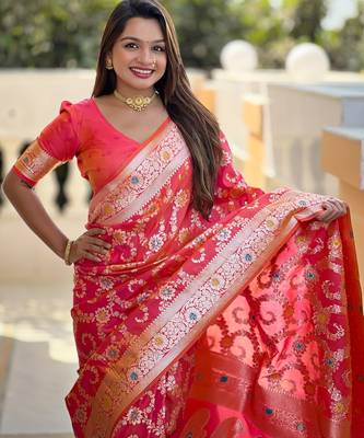 soft litchi art silk banarasi art silk jacquard saree (banarasi-6-gajri-pink) 5