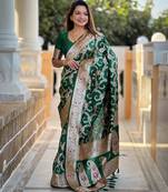 soft litchi art silk banarasi art silk jacquard saree (banarasi-6-green)