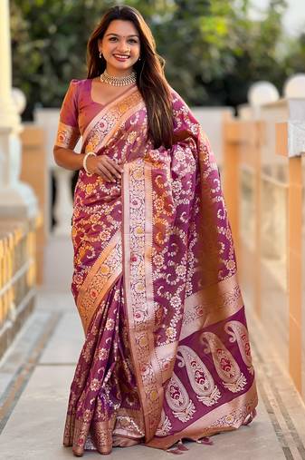 soft litchi art silk banarasi art silk jacquard saree (banarasi-6-onion)