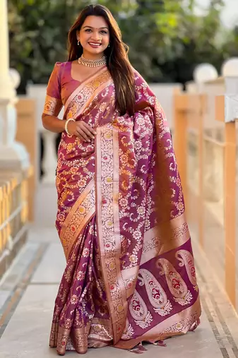 soft litchi art silk banarasi art silk jacquard saree (banarasi-6-onion)
