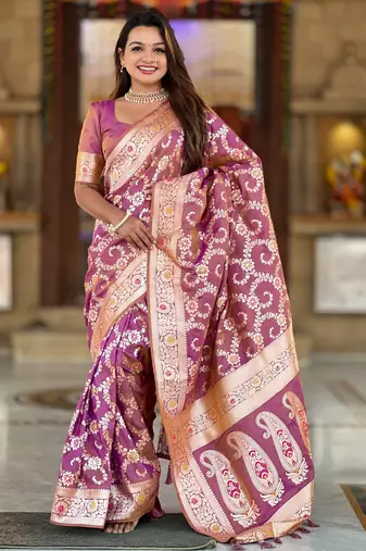 soft litchi art silk banarasi art silk jacquard saree (banarasi-6-onion)