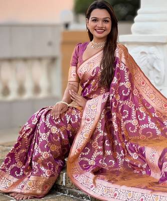 soft litchi art silk banarasi art silk jacquard saree (banarasi-6-onion) 4