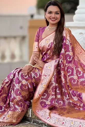 soft litchi art silk banarasi art silk jacquard saree (banarasi-6-onion)