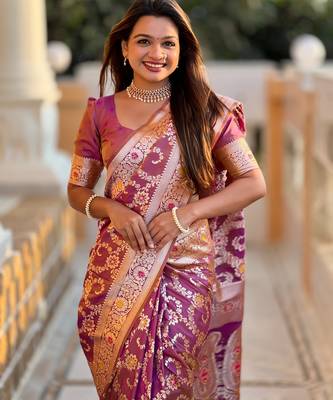 soft litchi art silk banarasi art silk jacquard saree (banarasi-6-onion) 5