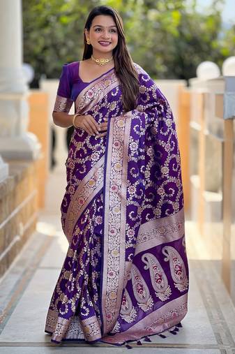 soft litchi art silk banarasi art silk jacquard saree (banarasi-6-purple)