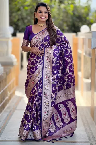 soft litchi art silk banarasi art silk jacquard saree (banarasi-6-purple)