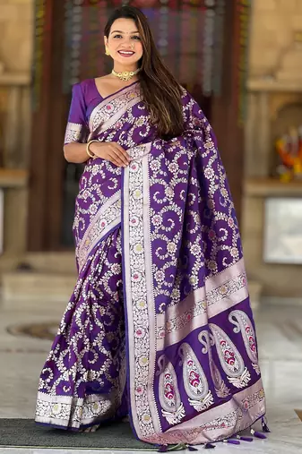 soft litchi art silk banarasi art silk jacquard saree (banarasi-6-purple)